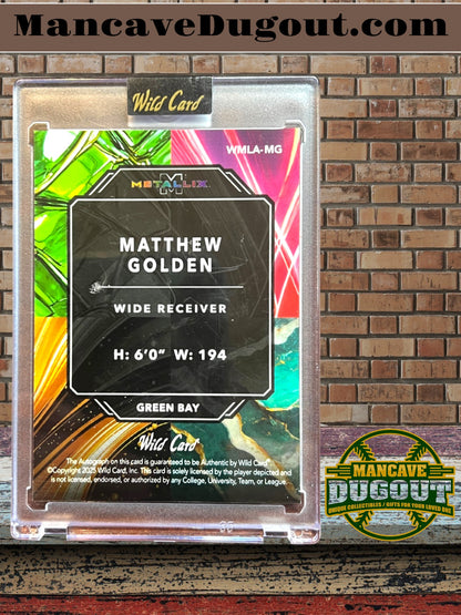 2025 Wild Card Metallix - Matthew Golden – Auto Rookie Card -Blue Light Prism Foil – Serial 3/5 – Still in Original Case