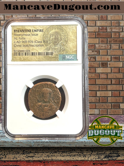 Byzantine Empire – Anonymous Christ Bust Follis - Class AE • AD 969–976 • NGC Certified