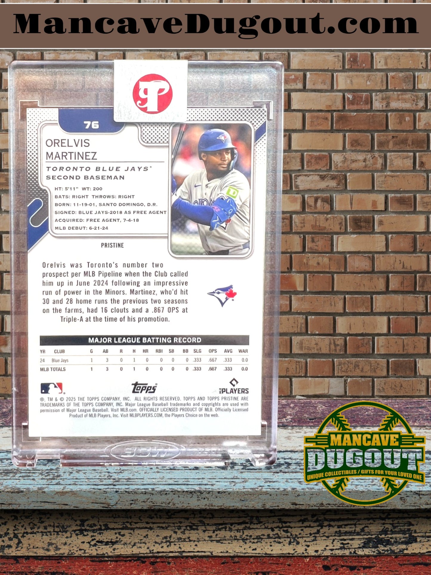 2025 Topps Pristine – Blue Refractor - Orelvis Martinez — Serial Numbered 8/75