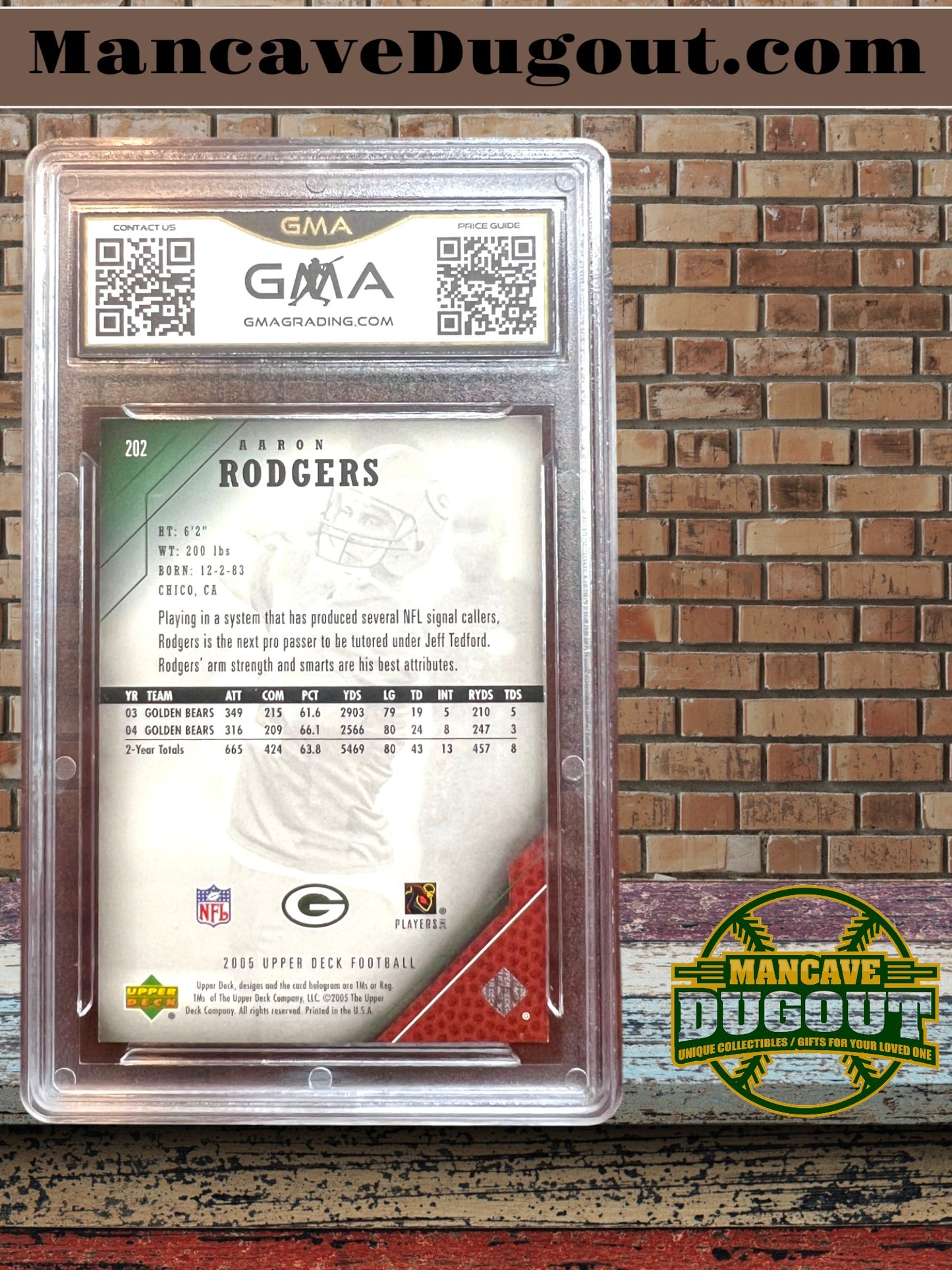 2005 Upper Deck - Aaron Rodgers Rookie Card - RC #202 - GMA 8.5 - Green Bay Packers