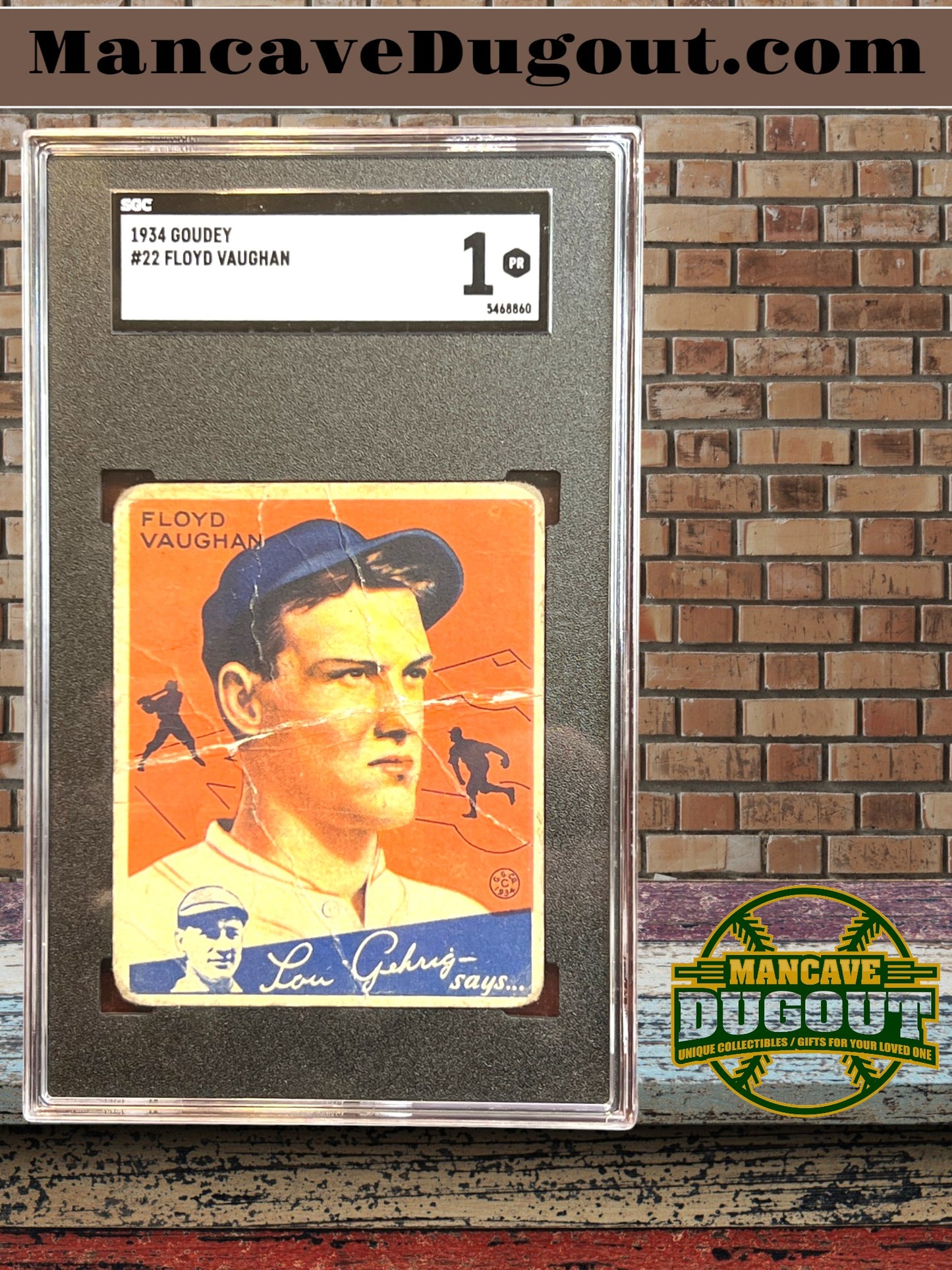 1934 Goudey #22 - Floyd “Arky” Vaughan — Pittsburgh Pirates SGC 1