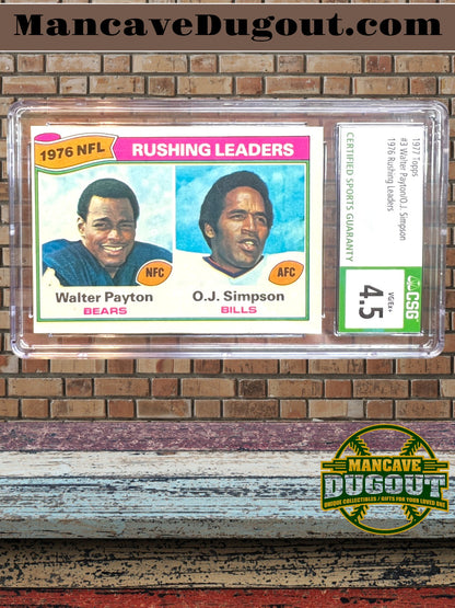 1977 Topps Rushing Leaders #3 – Payton / Simpson – CSG 4.5