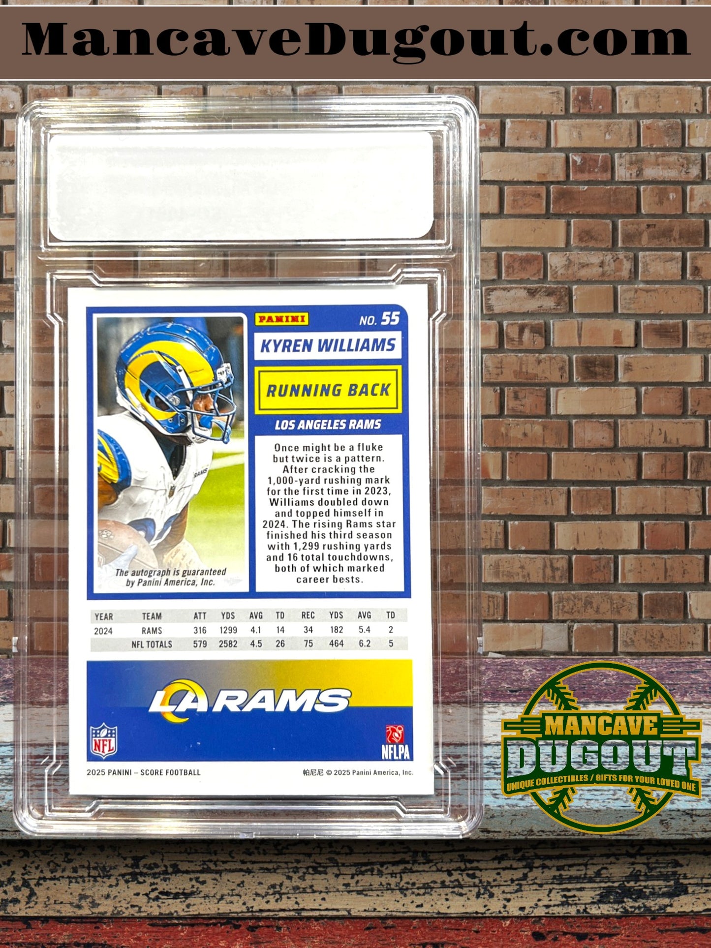 2025 Panini Score Football - Kyren Williams — Signatures Auto #55 Los Angeles Rams — Star RB