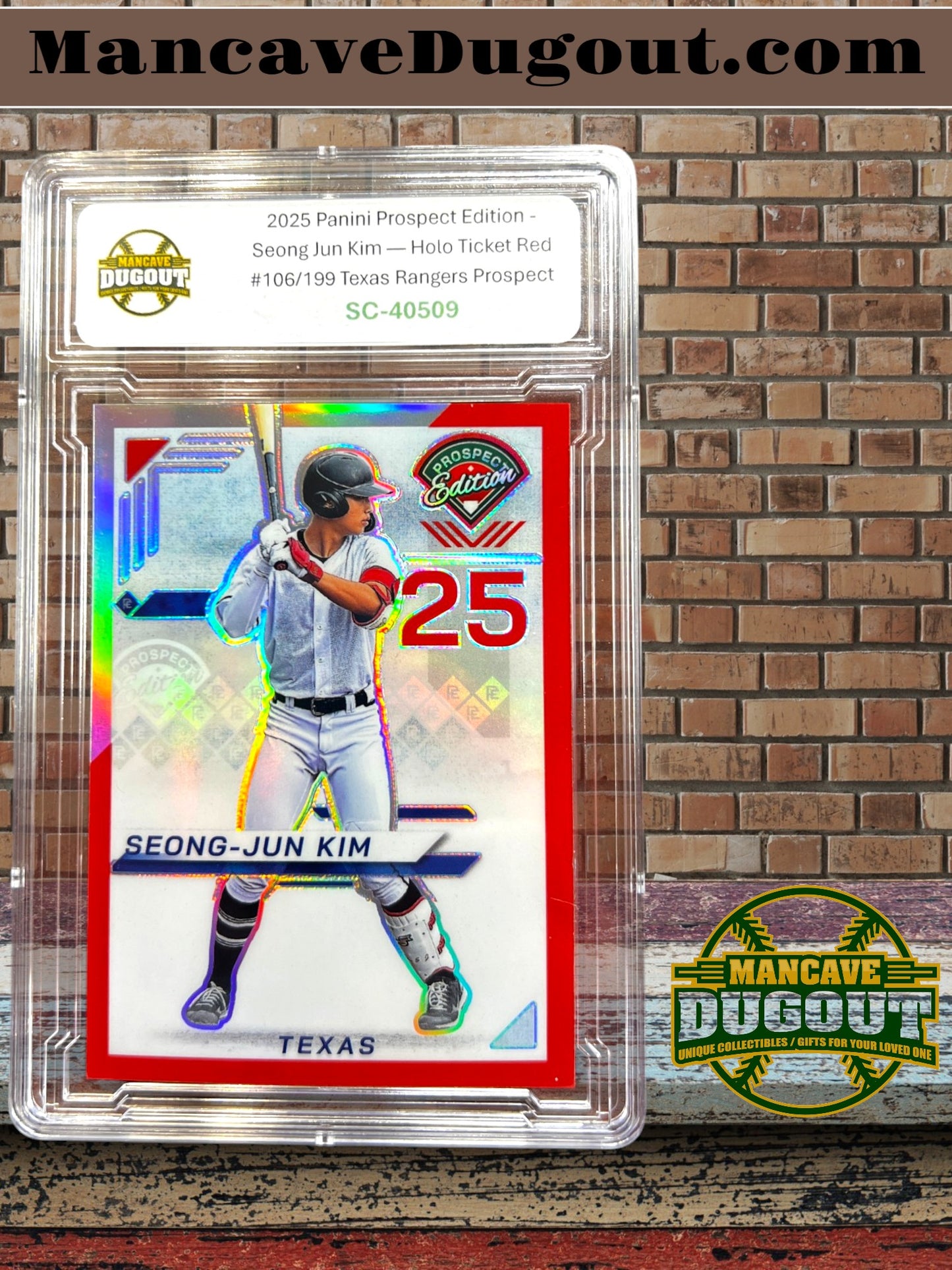 2025 Panini Prospect Edition - Seong Jun Kim — Holo Ticket Red #106/199 Texas Rangers Prospect