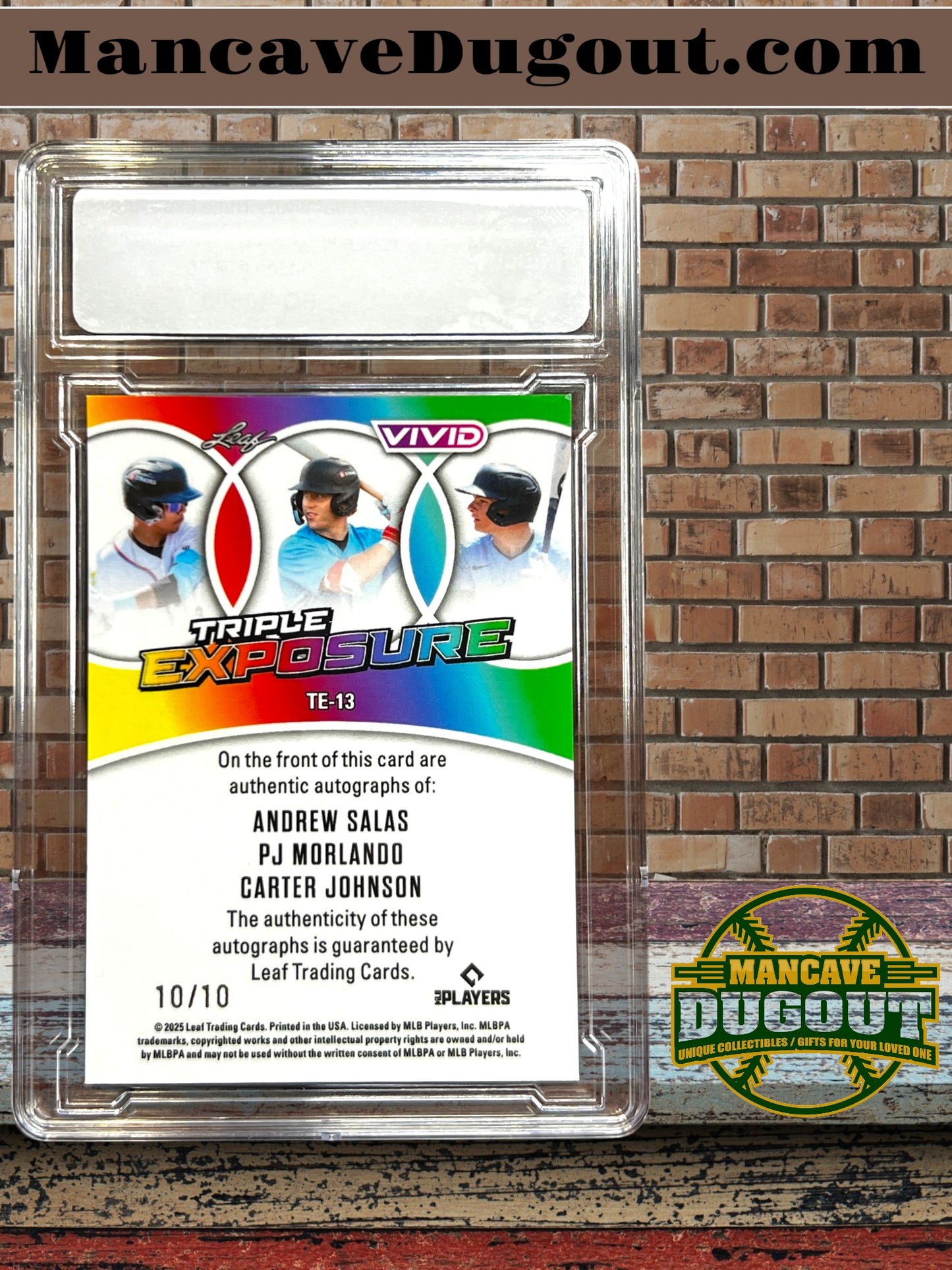 2025 Leaf Vivid - Triple Exposure Autograph Andrew Salas • PJ Morlando • Carter Johnson Serial Numbered 10/10