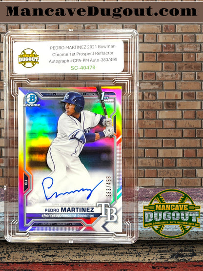 2021 Bowman Chrome - Pedro Martinez — 1st Prospect Auto Refractor Autograph — CPA PM Serial Numbered 383/499