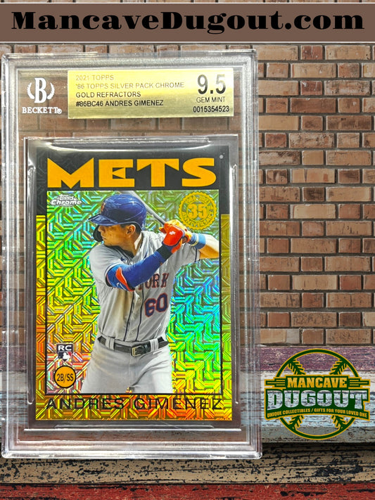 Andrés Giménez — 2021 Topps - ’86 Topps Silver Pack Chrome — Gold Refractor #86BC46 (RC) - Serial Numbered 17/50 - BGS 9.5 Gem Mint