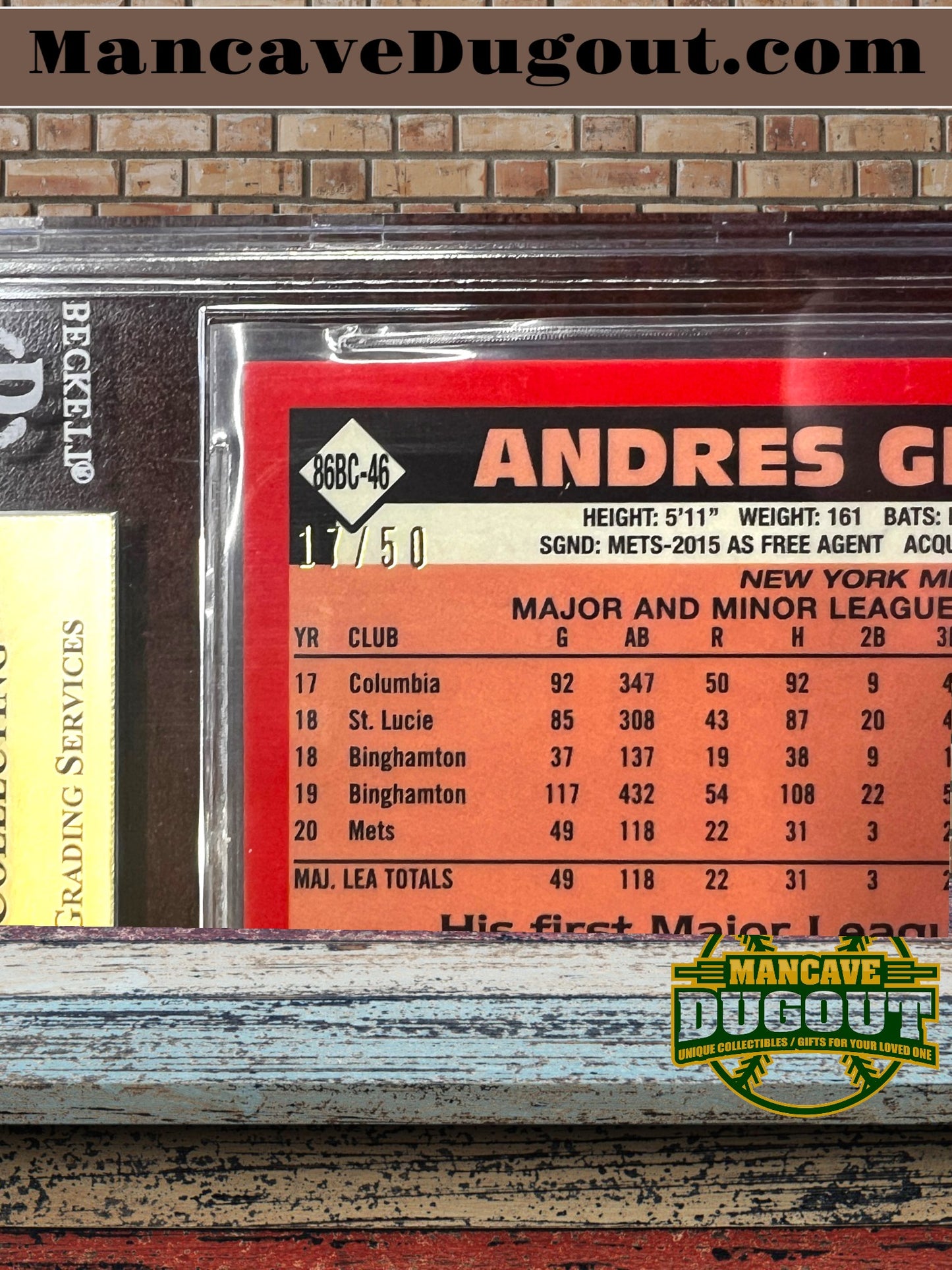 Andrés Giménez — 2021 Topps - ’86 Topps Silver Pack Chrome — Gold Refractor #86BC46 (RC) - Serial Numbered 17/50 - BGS 9.5 Gem Mint