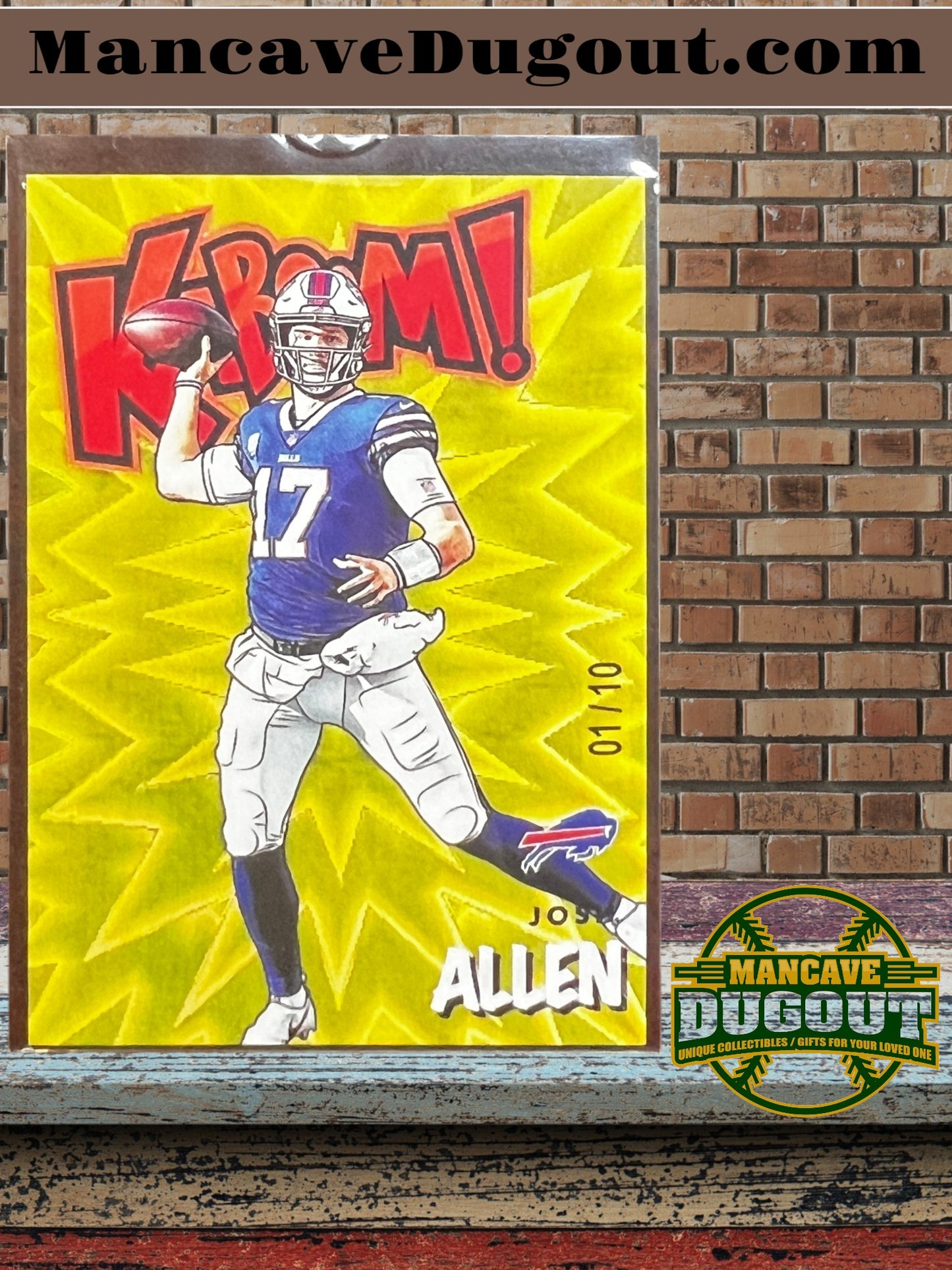 2021 Panini Absolute – Artist Kaboom Display Card - Josh Allen – Buffalo Bills - Ultra Limited: 1 of 10