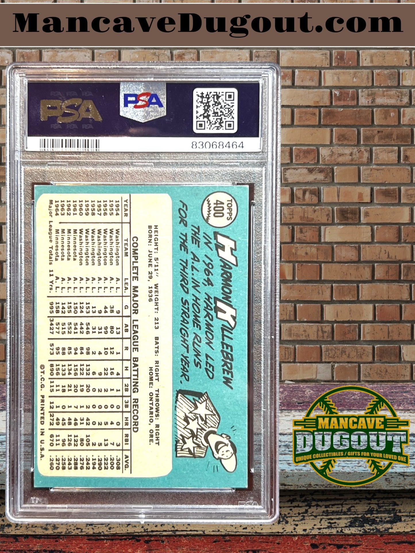 1965 Topps – Harmon Killebrew #400 - PSA 5 (EX) - Hall of Fame Power Hitter
