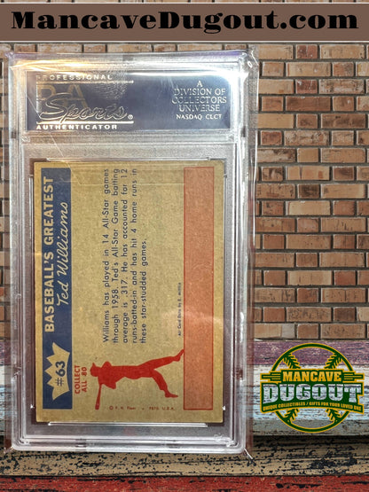 1959 Fleer Ted Williams #63 — “Ted’s All Star Record” - Boston Red Sox — PSA 6 (EX MT)