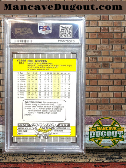 1989 Fleer Bill Ripken FF Error #616 – PSA 8 (Orioles) - Iconic Hobby Error
