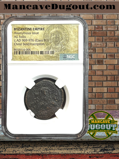 Byzantine Empire – Anonymous Christ Bust Follis - Class AE • AD 969–976 • NGC Certified