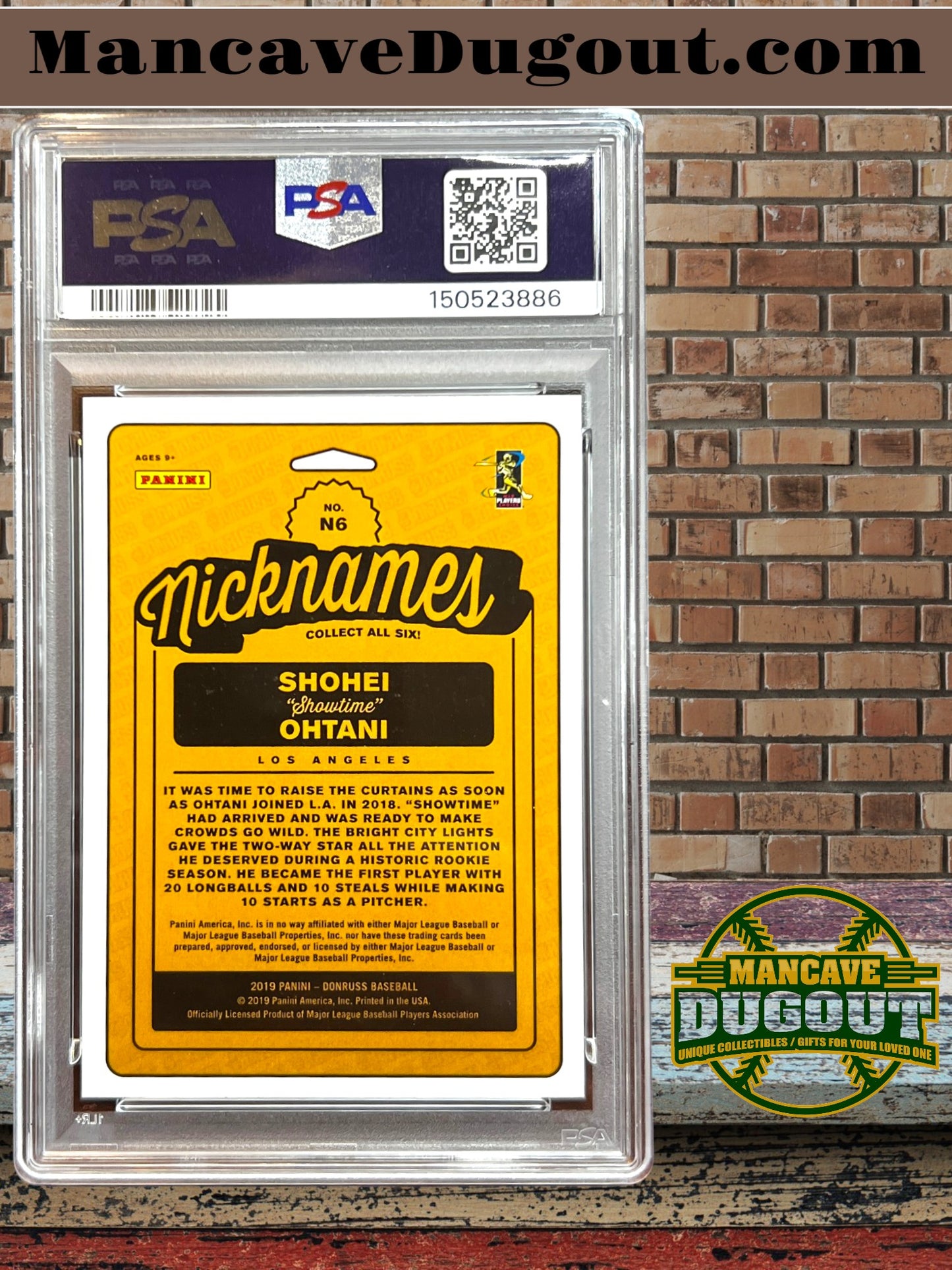 2019 Donruss Baseball - Shohei Ohtani “Showtime” • Nicknames Insert Rapture Parallel • PSA 9
