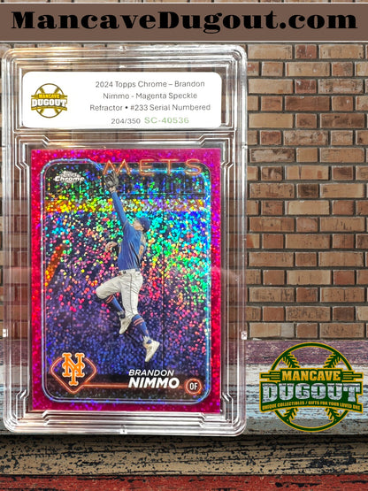 2024 Topps Chrome – Brandon Nimmo - Magenta Speckle Refractor • #233 Serial Numbered 204/350
