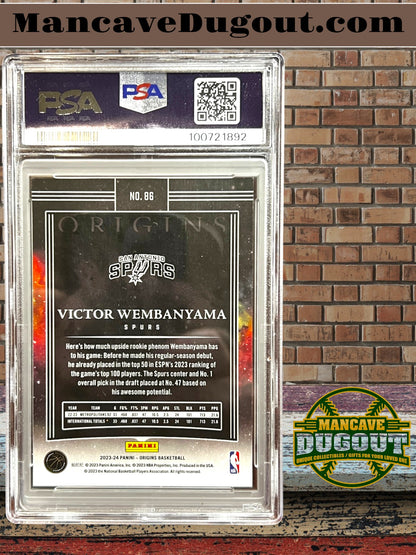 Victor Wembanyama — 2023 24 Panini Origins - Rookie Card #86 — PSA 9 Mint