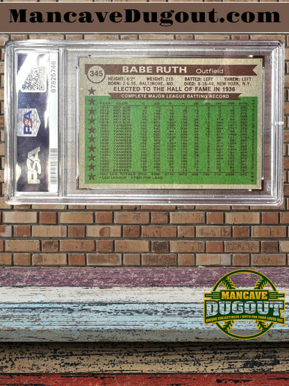 Babe Ruth — 1976 Topps #345 - The Sporting News All Time All Stars — PSA 6