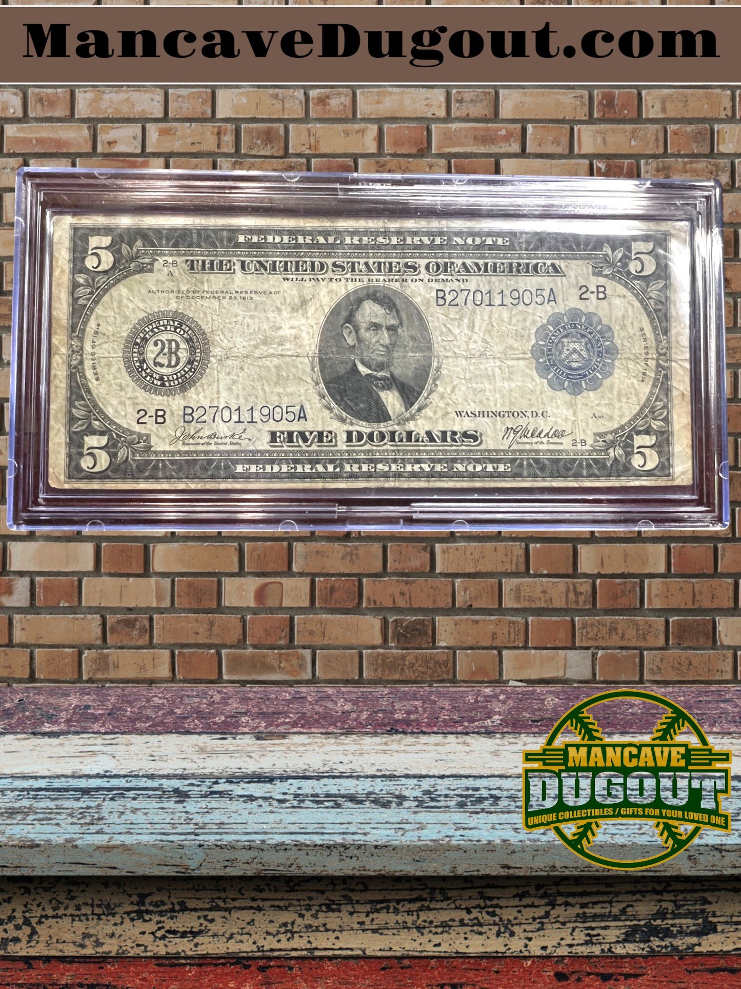 1914 $5 Silver Certificate – Large Size Note - New York – Circulated – BCW Pristine Holder
