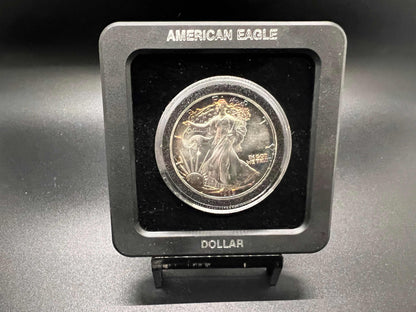 1989 American Eagle Silver Liberty $1 Dollar .999 UNC Natural Rainbow Toned Ring