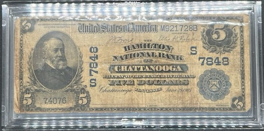 1902 $5 Large Size Chattanooga United States Note Circulated (S7848)