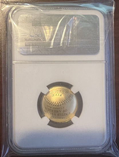2014-W BASEBALL HALL OF FAME $5 Gold Coin Commemorative NGC PF70 – Ultra Cameo