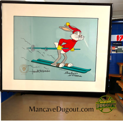 Warner Brothers Snowshoe Bugs Bunny Sericel FRAMED with 2 autographs and Certificate Of Authenticity