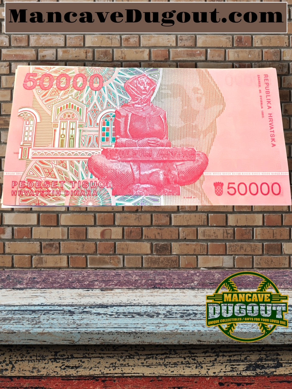 1993 - Croatia, 50,000 Dinara P-26 First Independent UNC – 100 Sequential and Uncirculated Notes