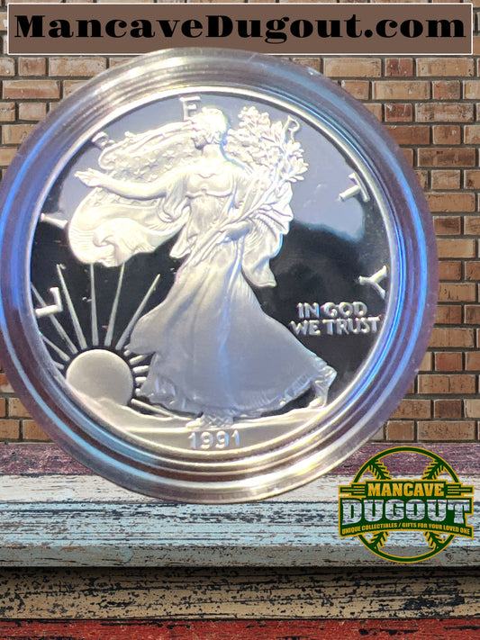 1991-S American Silver Eagle Proof Coin with Original Government Packaging