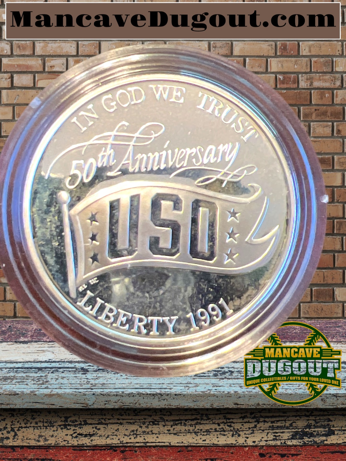 1991 USO 50th Anniversary Silver Dollar Proof in OGP with COA