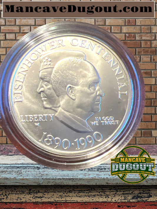 1990 US Mint Eisenhower Centennial Uncirculated Silver Dollar OGP