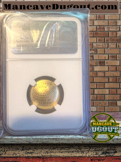 2014-W BASEBALL HALL OF FAME $5 Gold Coin Commemorative NGC PF70 – Ultra Cameo