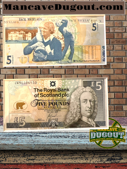 2005 Royal Bank of Scotland 5 Pound Banknote UNC Jack Nicklaus Golf Player (2) Framed