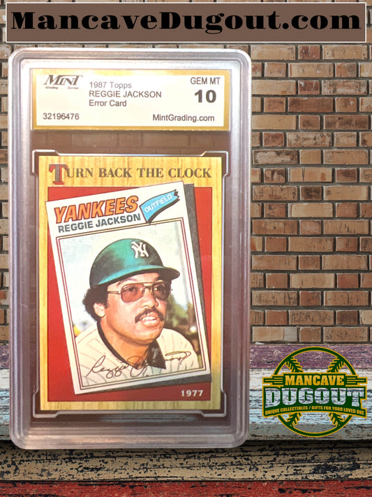 1987 Topps Reggie Jackson - Turn Back the Clock #312 - ERROR Card- Mint Grading 10 Gem Mint - RARE