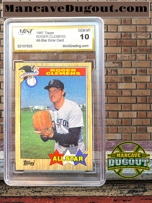 1987 Topps Roger Clemens - #614 All Star ERROR Card- - Mint Grading 10 Gem Mint - RARE