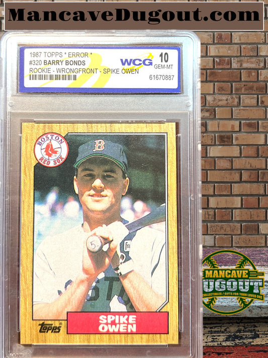 1987 Topps Barry Bonds #320 and Spike Owens #591 - ERROR ROOKIE Card- Mint Grading 10  - RARE