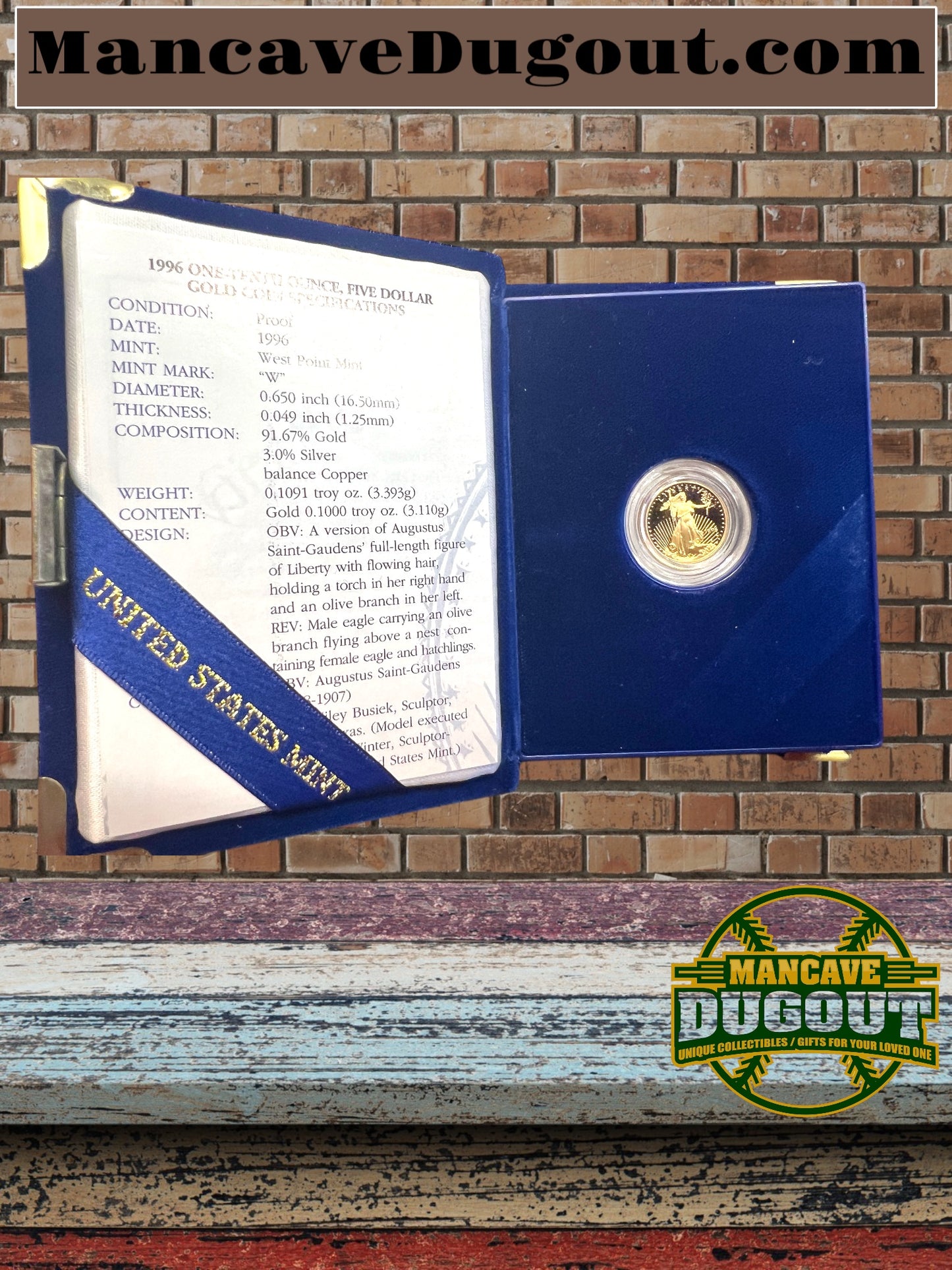 1996 American Eagle One-Tenth Ounce Gold Bullion Coin w/Box & COA