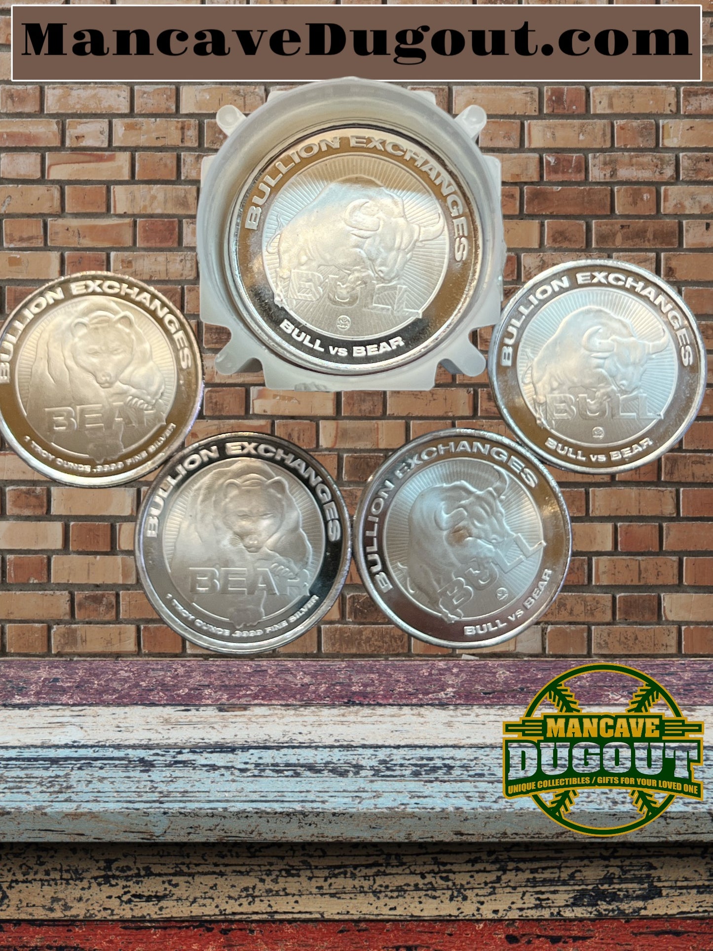 1 oz One Troy Ounce .999 Fine Silver Round Bullion Exchanges Bull vs Bear