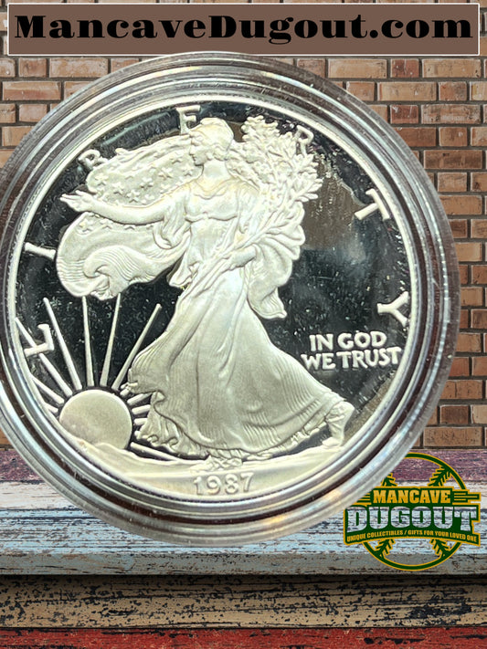 1987 S $1 AMERICAN SILVER EAGLE PROOF 1 oz COIN ONE DOLLAR W/ Box & COA