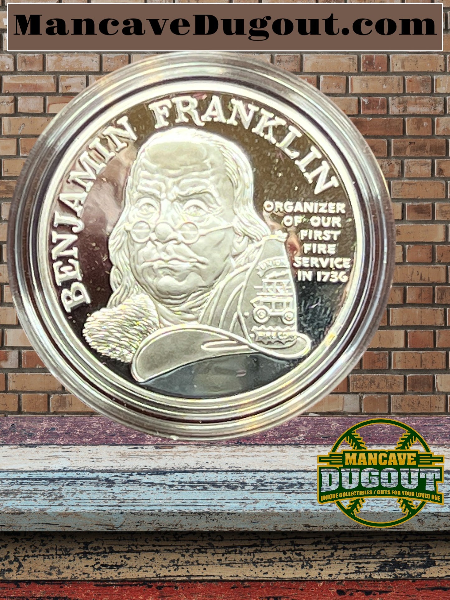 1992-P Ben Franklin Firefighters 1 oz Proof Silver Medal w US Mint OGP Box & COA