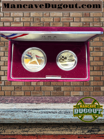 1992-S Olympic Proof Silver Dollar & Clad Half Dollar 2-Coin Set OGP+COA