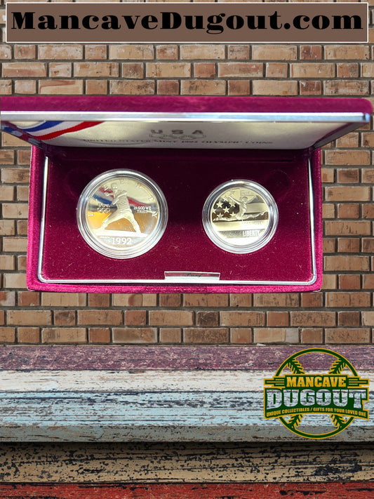 1992-S Olympic Proof Silver Dollar & Clad Half Dollar 2-Coin Set OGP+COA