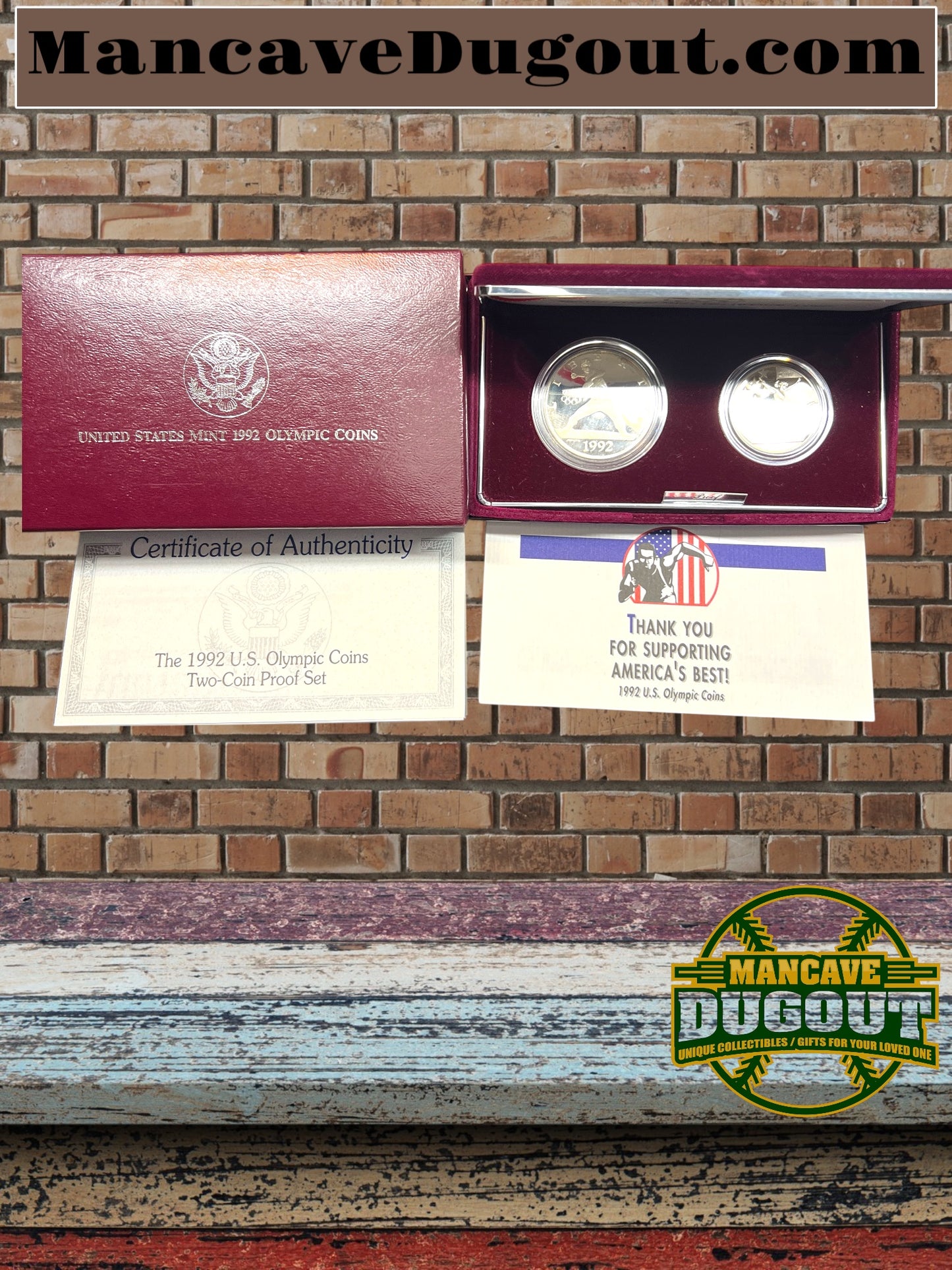 1992-S Olympic Proof Silver Dollar & Clad Half Dollar 2-Coin Set OGP+COA