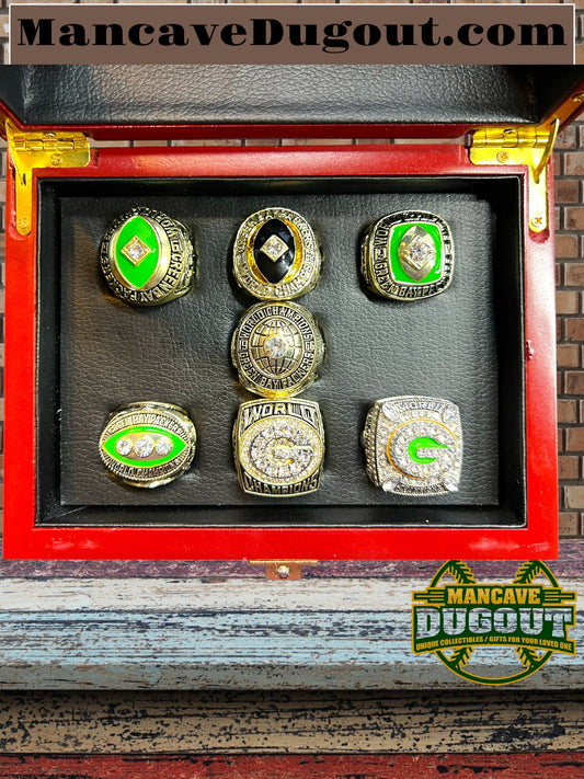Green Bay Packers (7 PCs 1961 1962 1965 1966 1967 1996 2010) Ring size 11