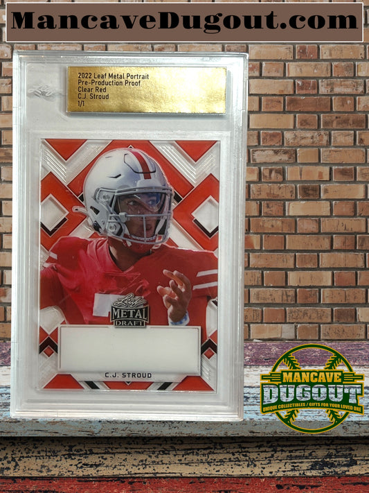 C.J. Stroud 2022 Leaf Metal Portrait Clear Red #1/1 Pre-Production Proof RC