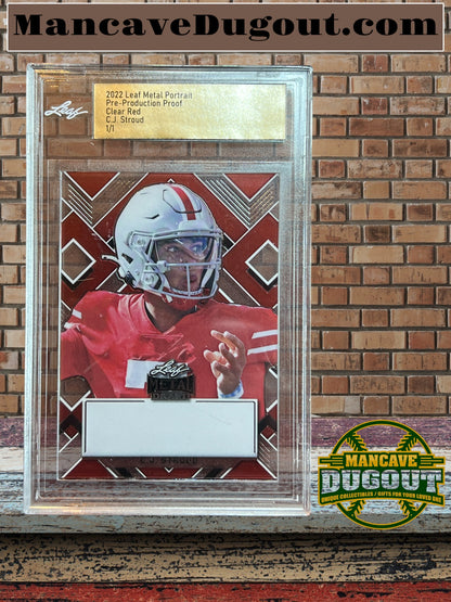 C.J. Stroud 2022 Leaf Metal Portrait Clear Red #1/1 Pre-Production Proof RC