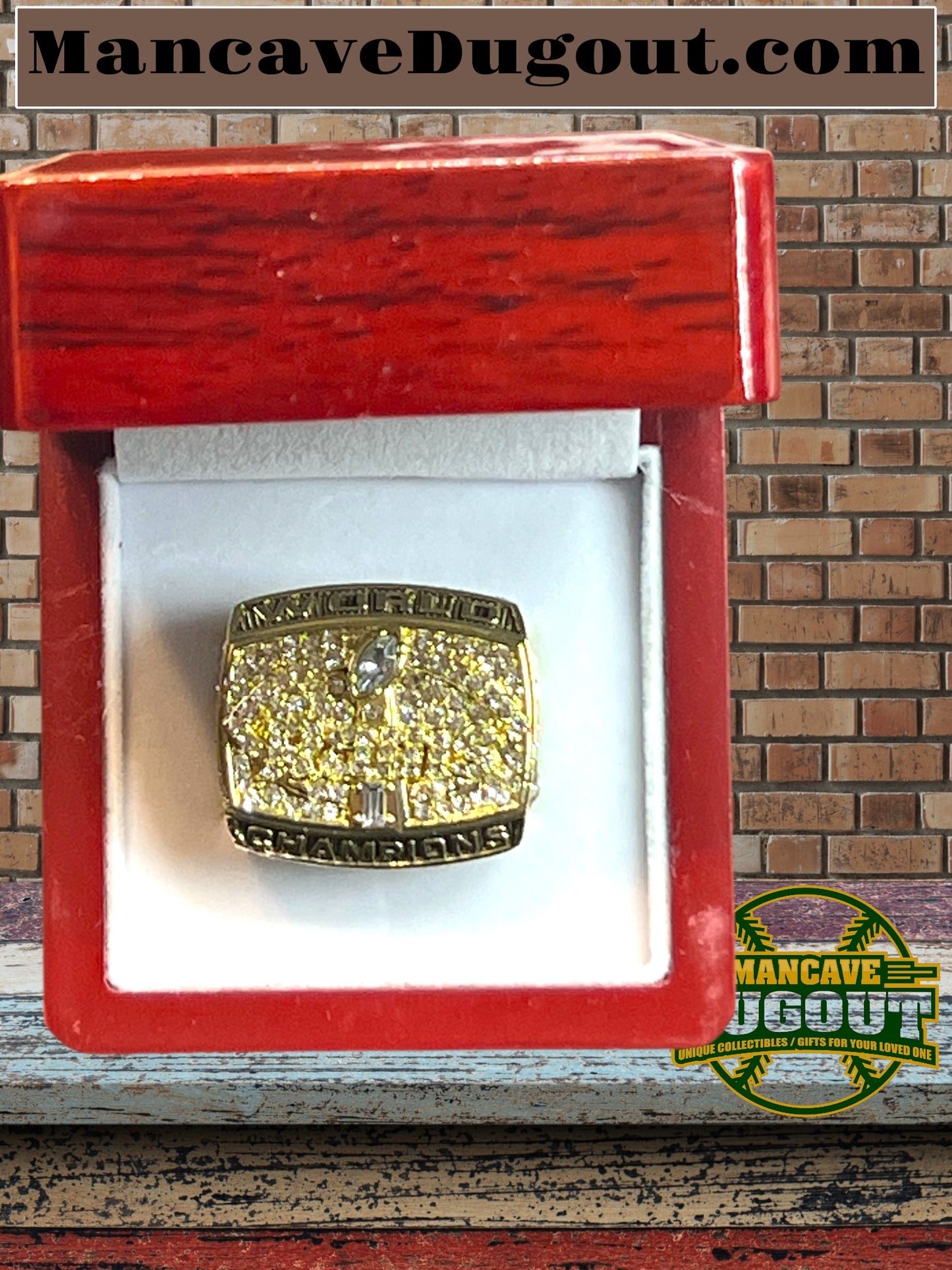 1999 NFL St. Louis Rams Championship Ring Classic Alloy Diamond Cluster Souvenir Ring-With Display Case