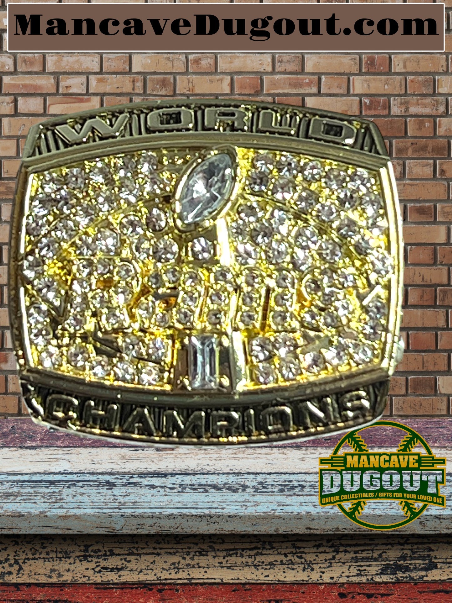 1999 NFL St. Louis Rams Championship Ring Classic Alloy Diamond Cluster Souvenir Ring-With Display Case