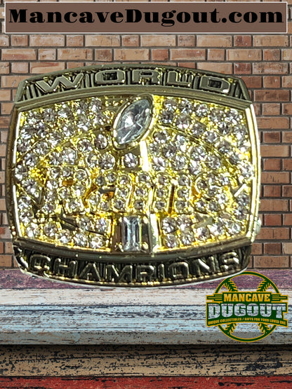 1999 NFL St. Louis Rams Championship Ring Classic Alloy Diamond Cluster Souvenir Ring-With Display Case