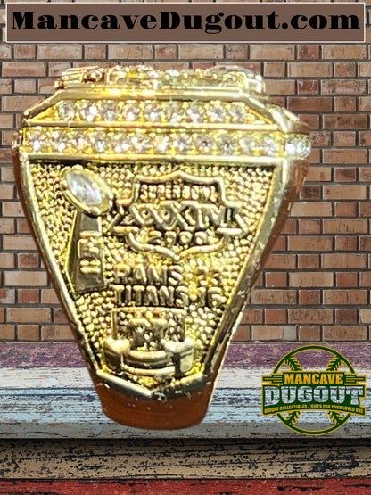 1999 NFL St. Louis Rams Championship Ring Classic Alloy Diamond Cluster Souvenir Ring-With Display Case
