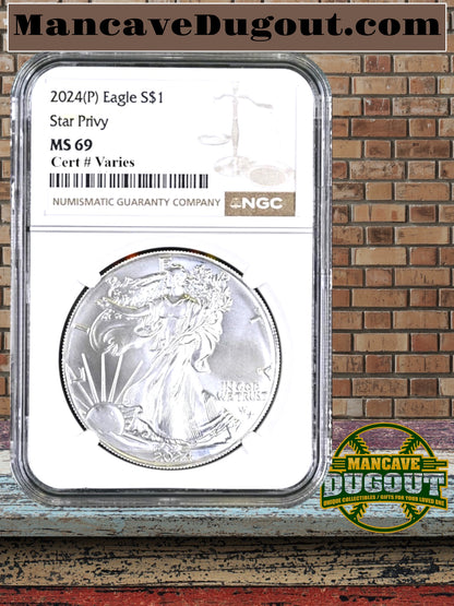 2024 P Silver Eagle with Star Privy NGC MS69 with Brown Label